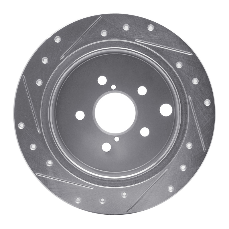Subaru Impreza Brake Rotor (1) - Rear Right - R1 Concepts - Drilled & Slotted - Silver - `12-`23